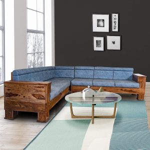 Sofa chữ L với vân gỗ ấn tượng