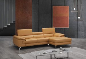 Sofa góc da bò sắc cam năng động