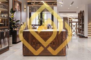 Bàn đảo bếp gỗ óc chó