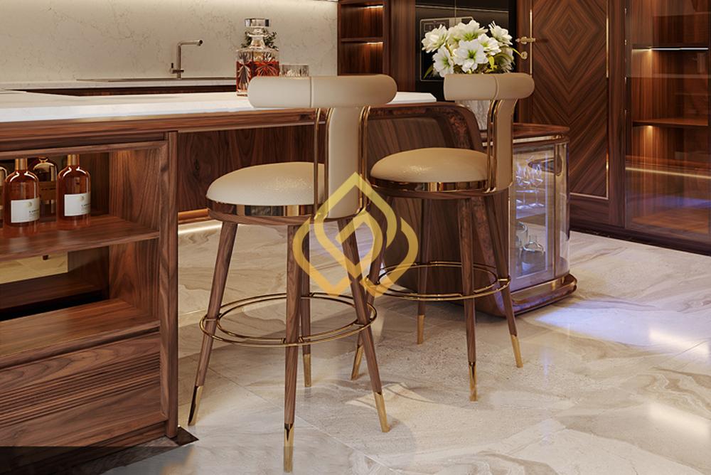 Những Lợi Ích Khi Thiết Kế Tủ Bếp Kết Hợp Quầy Bar Gỗ Óc Chó